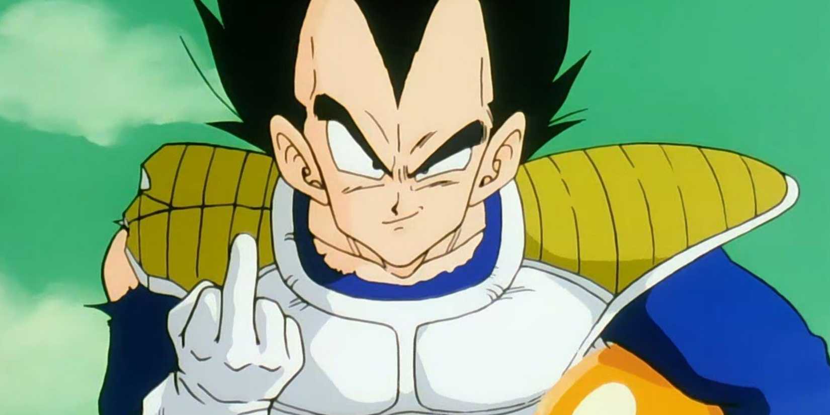 Vegeta showing the middle finger in Dragon Ball Z