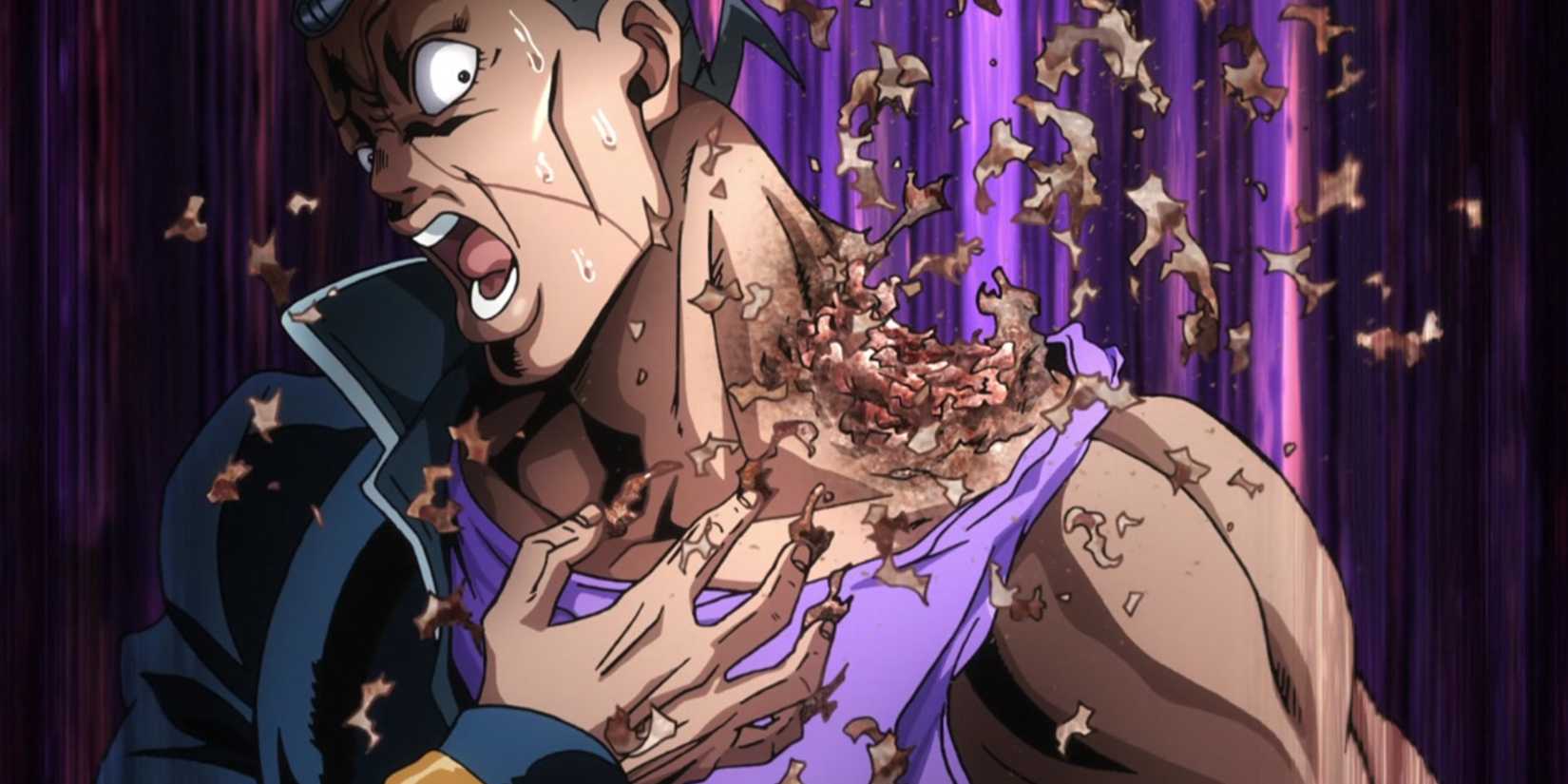 Okuyasu's skin peeling off in JoJo's Bizarre Adventure