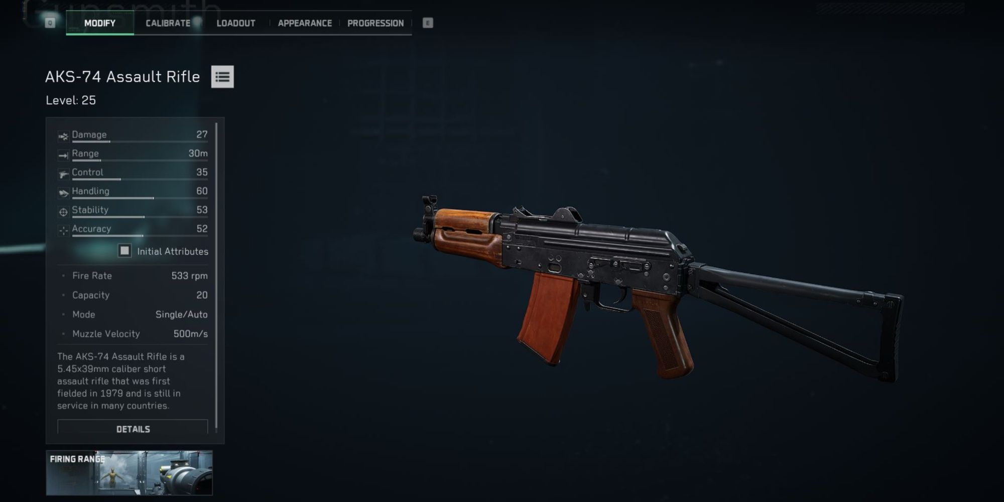 AKS-74 Stat Screen