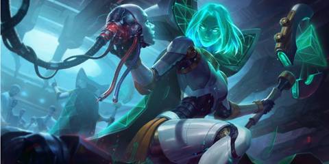 Program LeBlanc comes online in her League of Legends splash art.  
