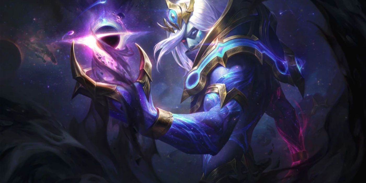 Cosmic Devourer Vladimir harnesses void magic in his League of legends splash art.