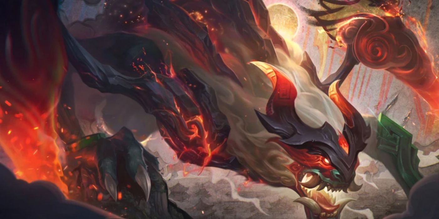 Shan Hai Scrolls Cho'Gath causes destruction in his League of Legends splash art