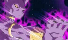 Beerus prepares to destroy a planet in Dragon Ball Super.