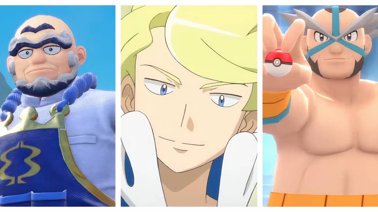 Crasher Wake, Siebold, and Kofu in Pokemon