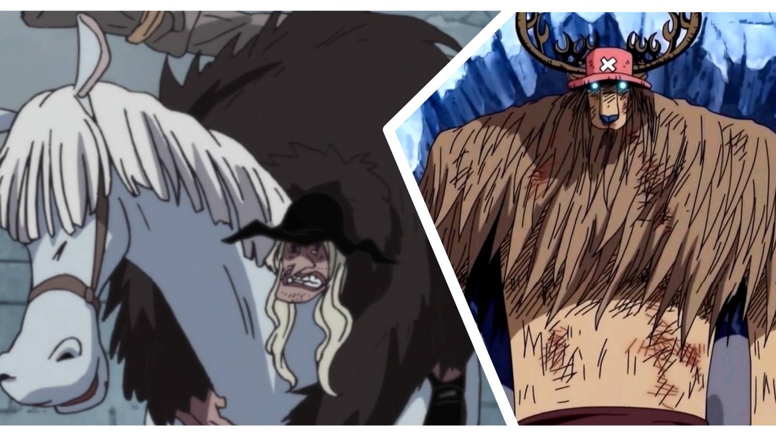 Stronger (with Doc Q) and Chopper in Monster Point, both are animals with Zoan Devil Fruits