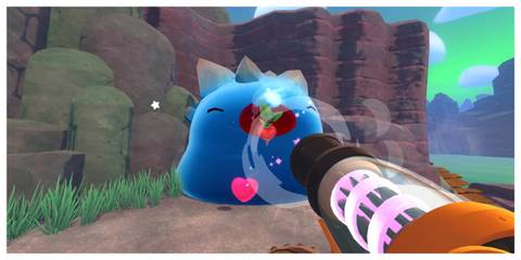 Slime Rancher - Steam Screenshot (Feeding A Large Slime)