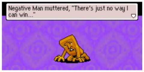 Negative Man looking sad (as usual) muttering 