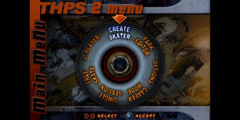 Tony Hawk's Pro Skater 2 PS1 - menu create skater