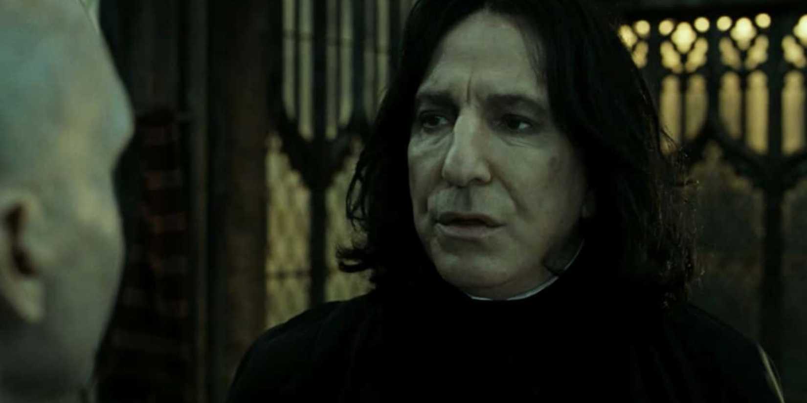 Voldemort talking to Severus Snape in Harry Potter