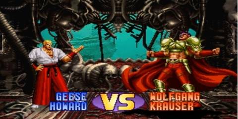 Geese making a crushing motion with his hand, while Wolfgang breaks his golden armor to fight