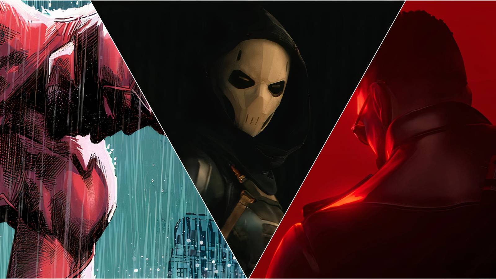 A collage imagine showing Daredevil, Taskmaster, and Blade