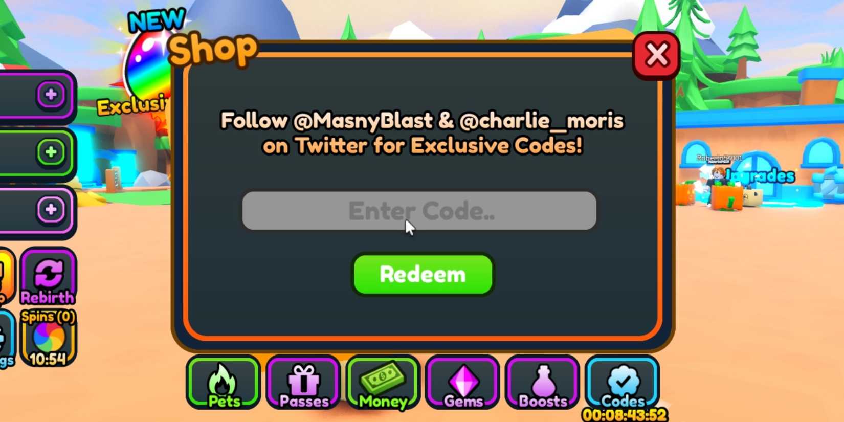 Money Masters the codes tab