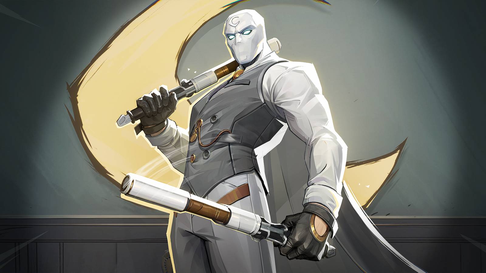 Moon Knight posing in front of a moon in Marvel Rivals