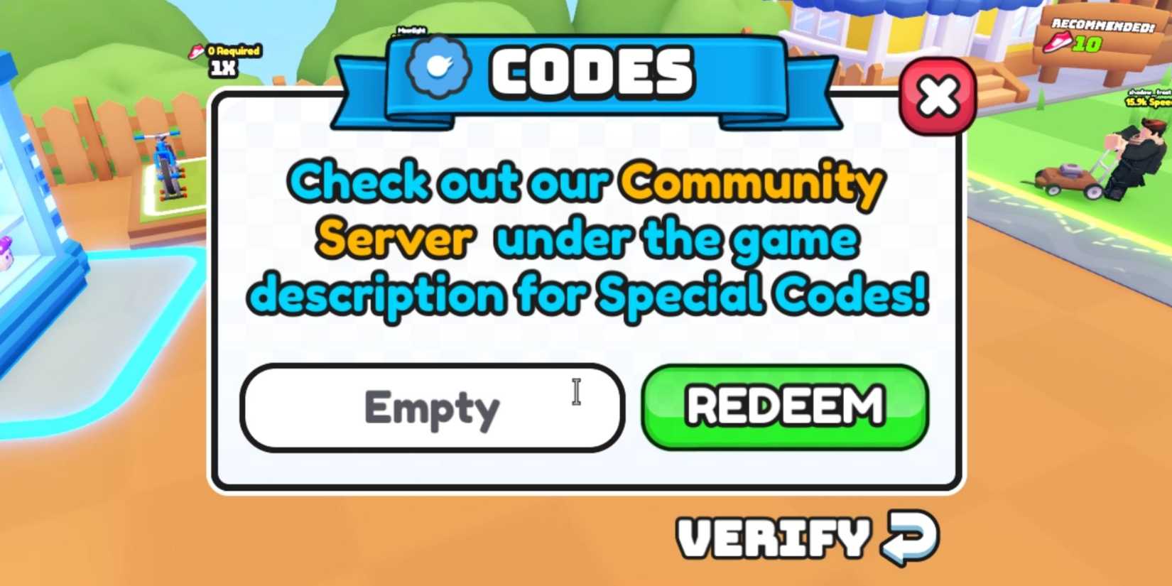 Mow Ur Lawn the codes tab