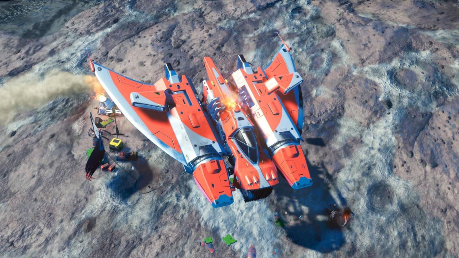 A crashed ship in No Man's Sky