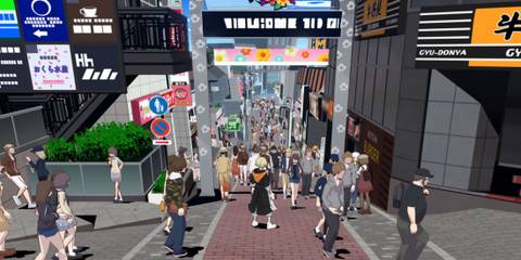 Crowded Tokyo streets in NEO: The World Ends With You