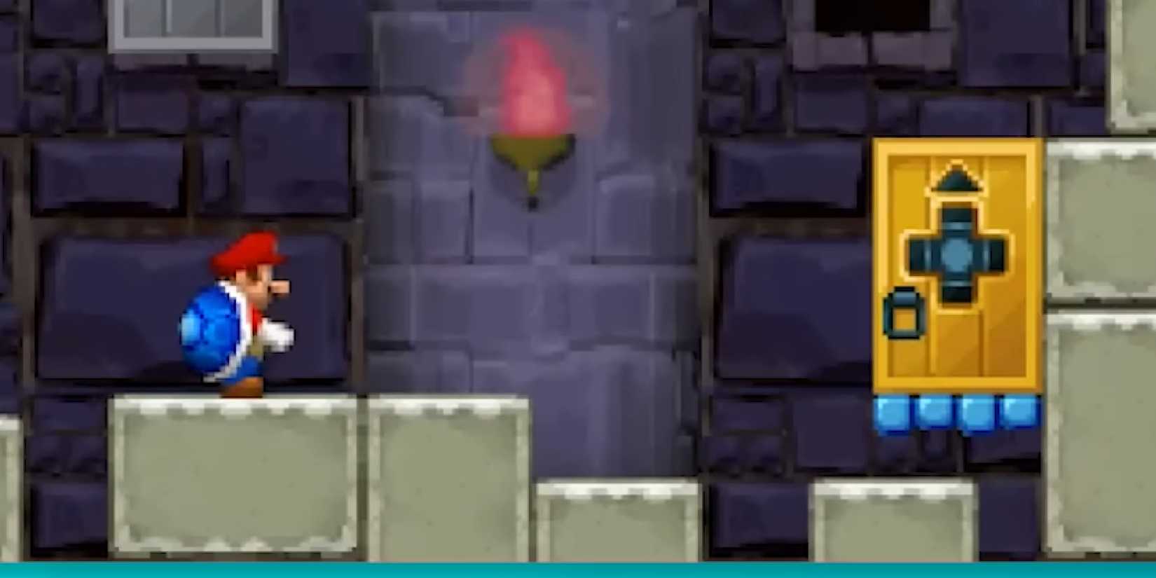 Mario wearing the Blue Shell in New Super Mario Bros.