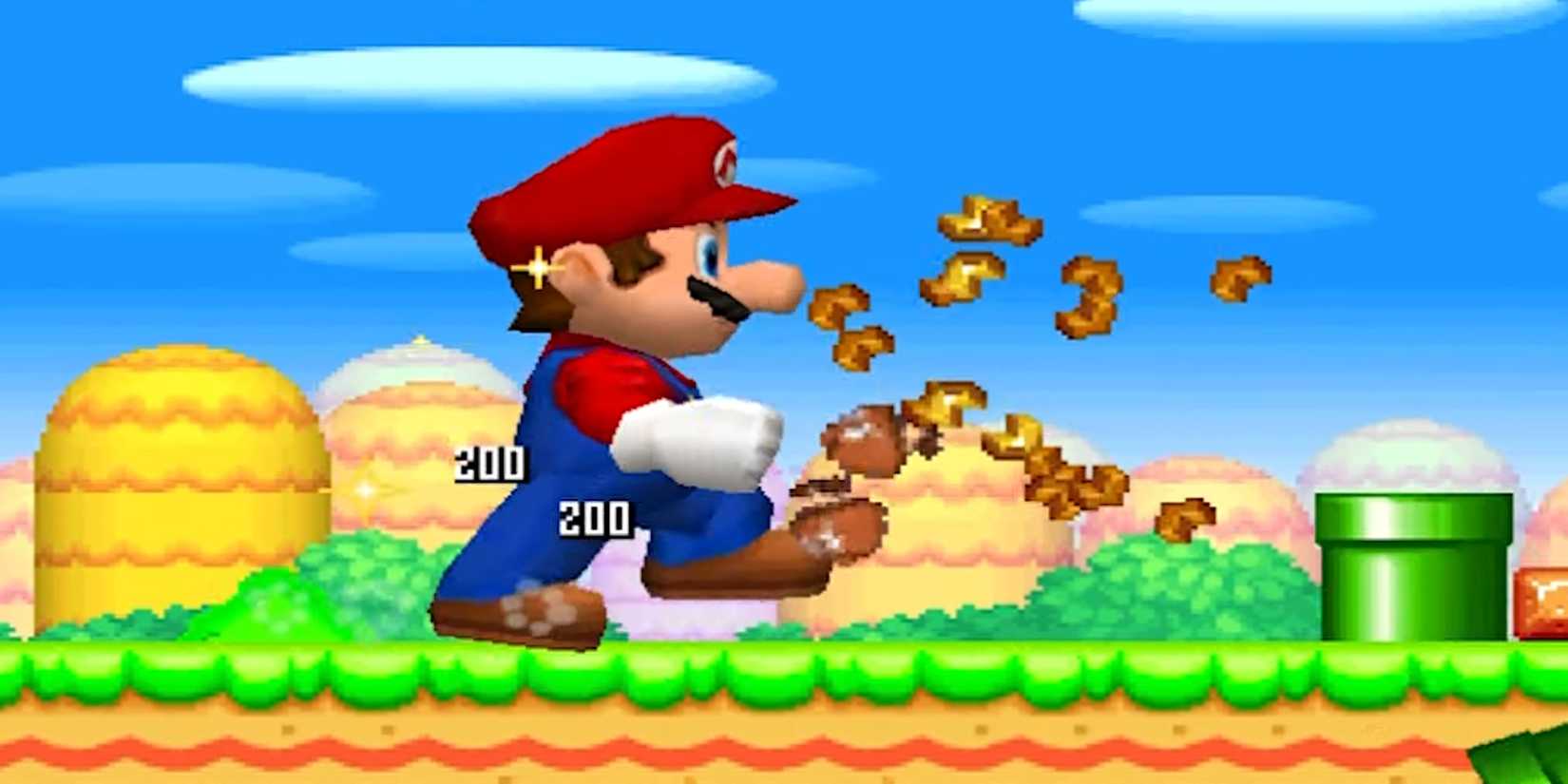 Mario using the Mega Mushroom in New Super Mario Bros.