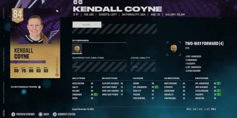 NHL 25 Kendall Coyne HUT Player Card