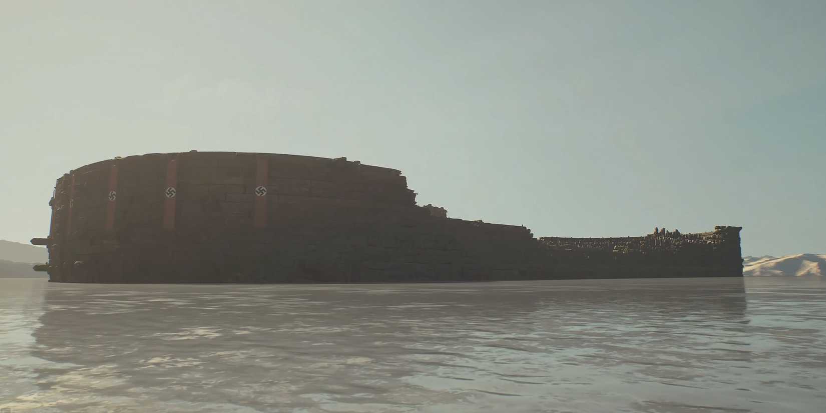 Noah's Ark out in the water in Indiana Jones and the Great Circle