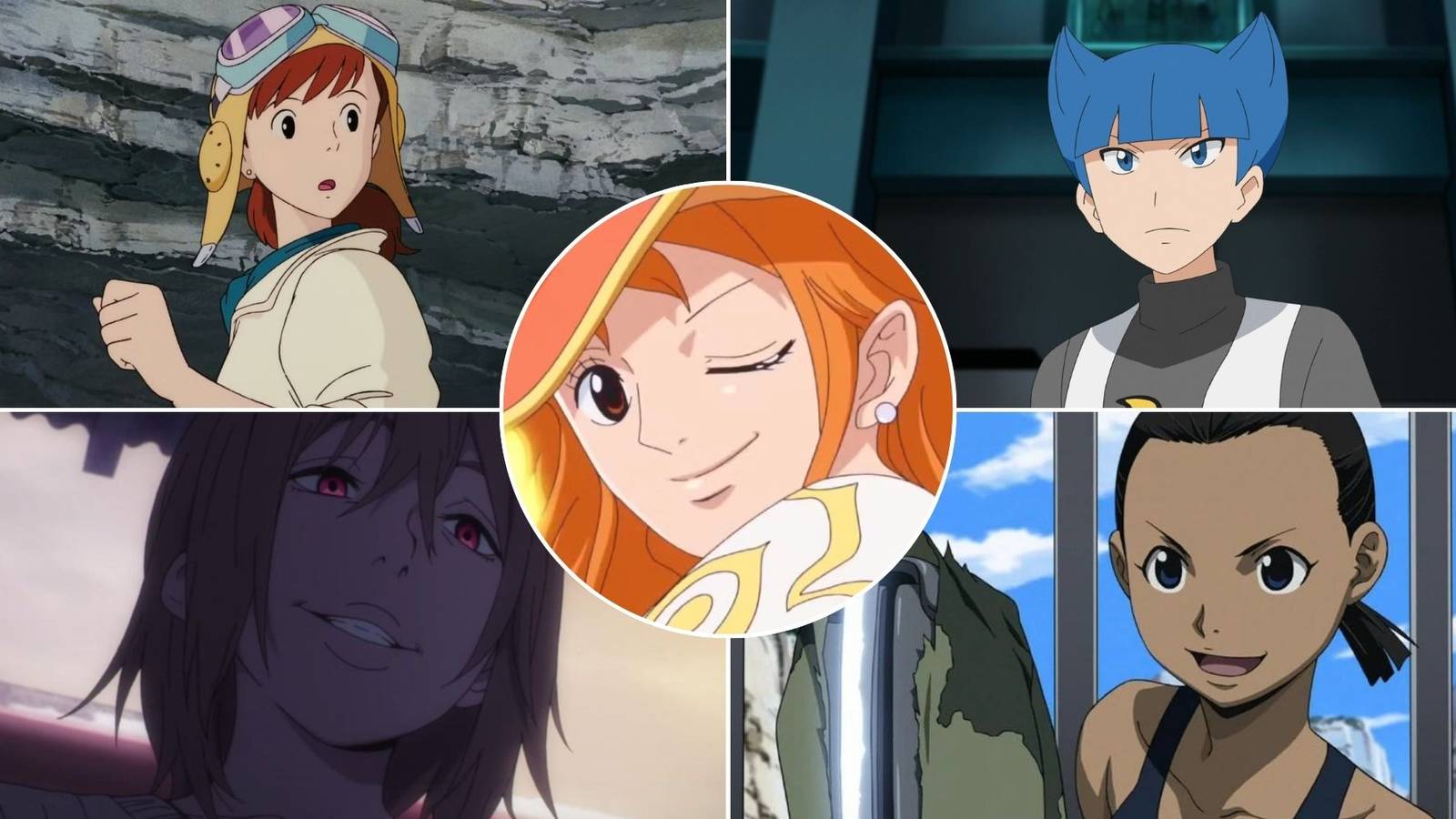 A compilation of anime characters who are voiced by Akemi Okamura: Nami from One Piece, Fio Piccolo from Porco Rosso, Saturn from Pokemon, Paninya from Fullmetal Alchemist and Akemi Hinazuki from Erased.