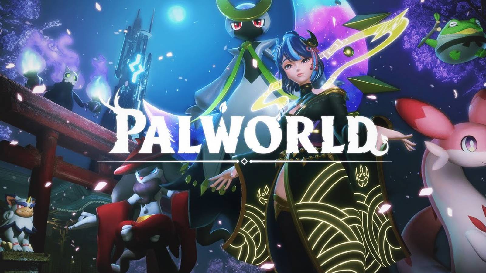 Palworld key art with white game logo 2x1 crop