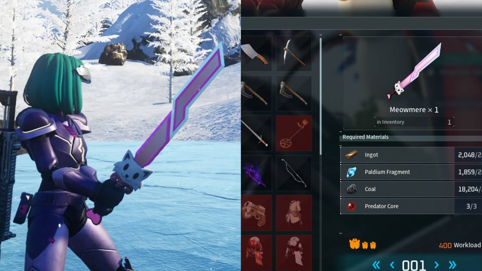 Palworld Meowmere weapon guide