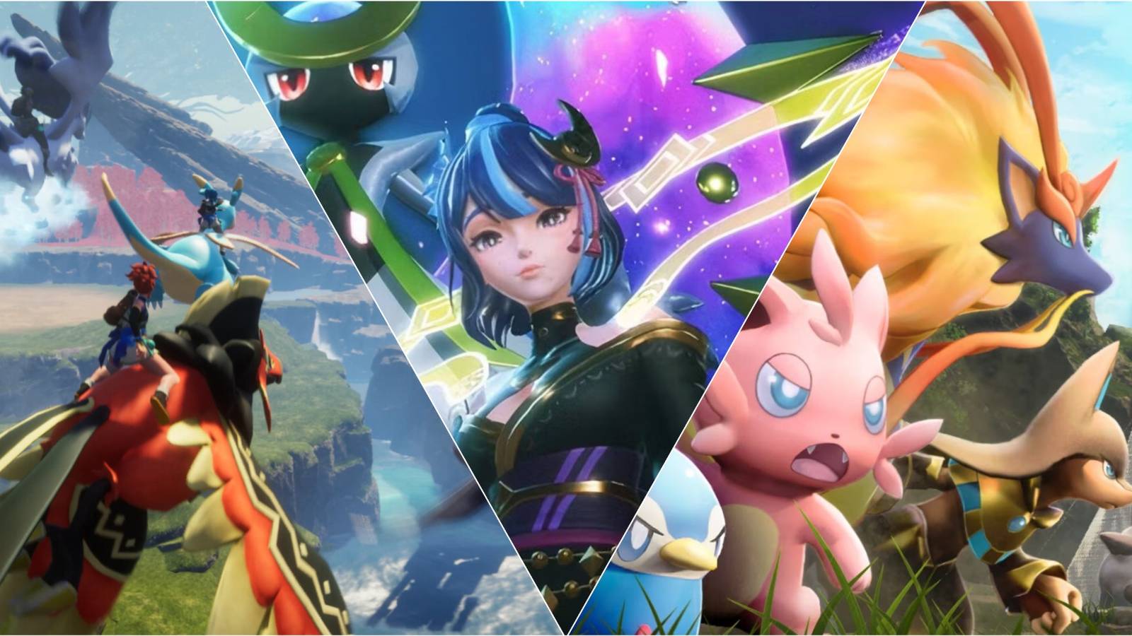 Screenshots of Palworld gameplay showcasing vibrant graphics and gameplay improvements, highlighting seven key updates that have significantly enhanced the player experience