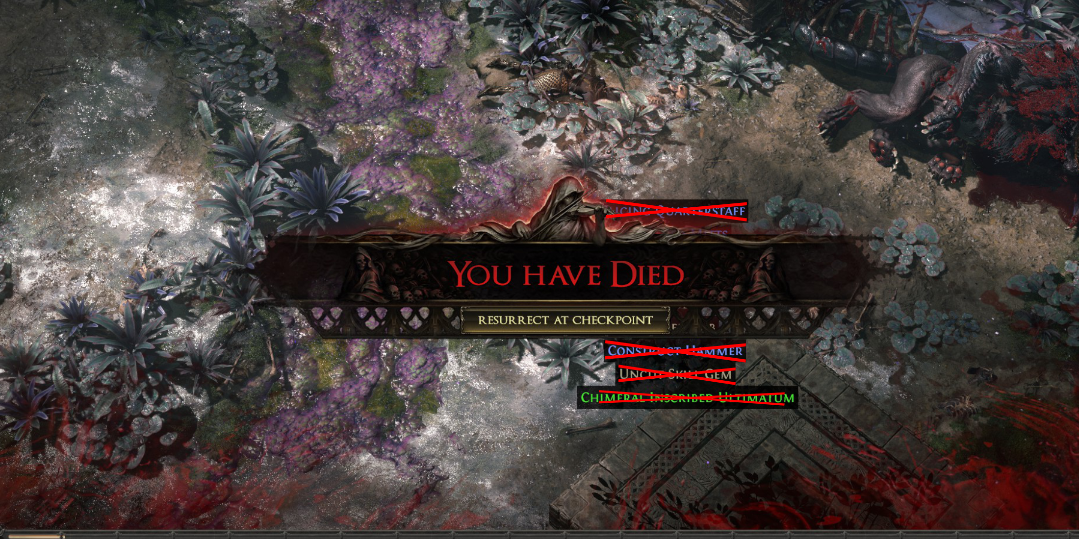 Path of Exile 2 Death Penalty You Died Screen Item Loss