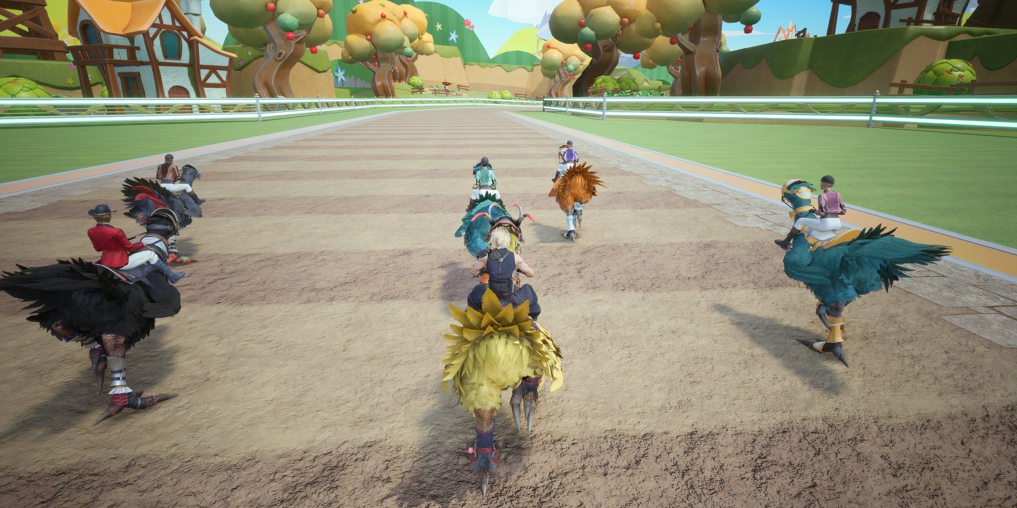 Playing the Chocobo Racing mini-game in Final Fantasy 7 Rebirth