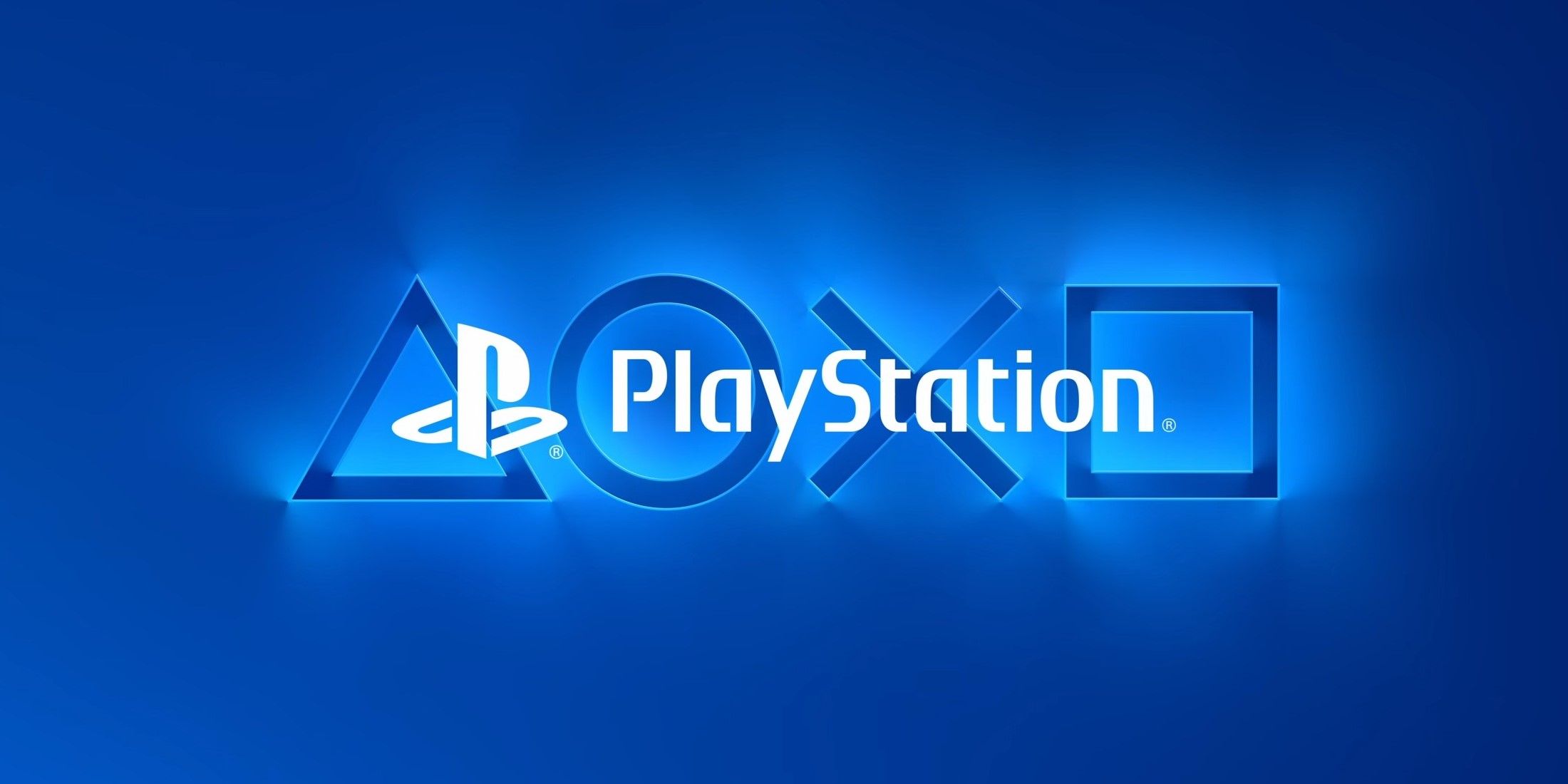 The PlayStation logo with the button shapes on a blue background