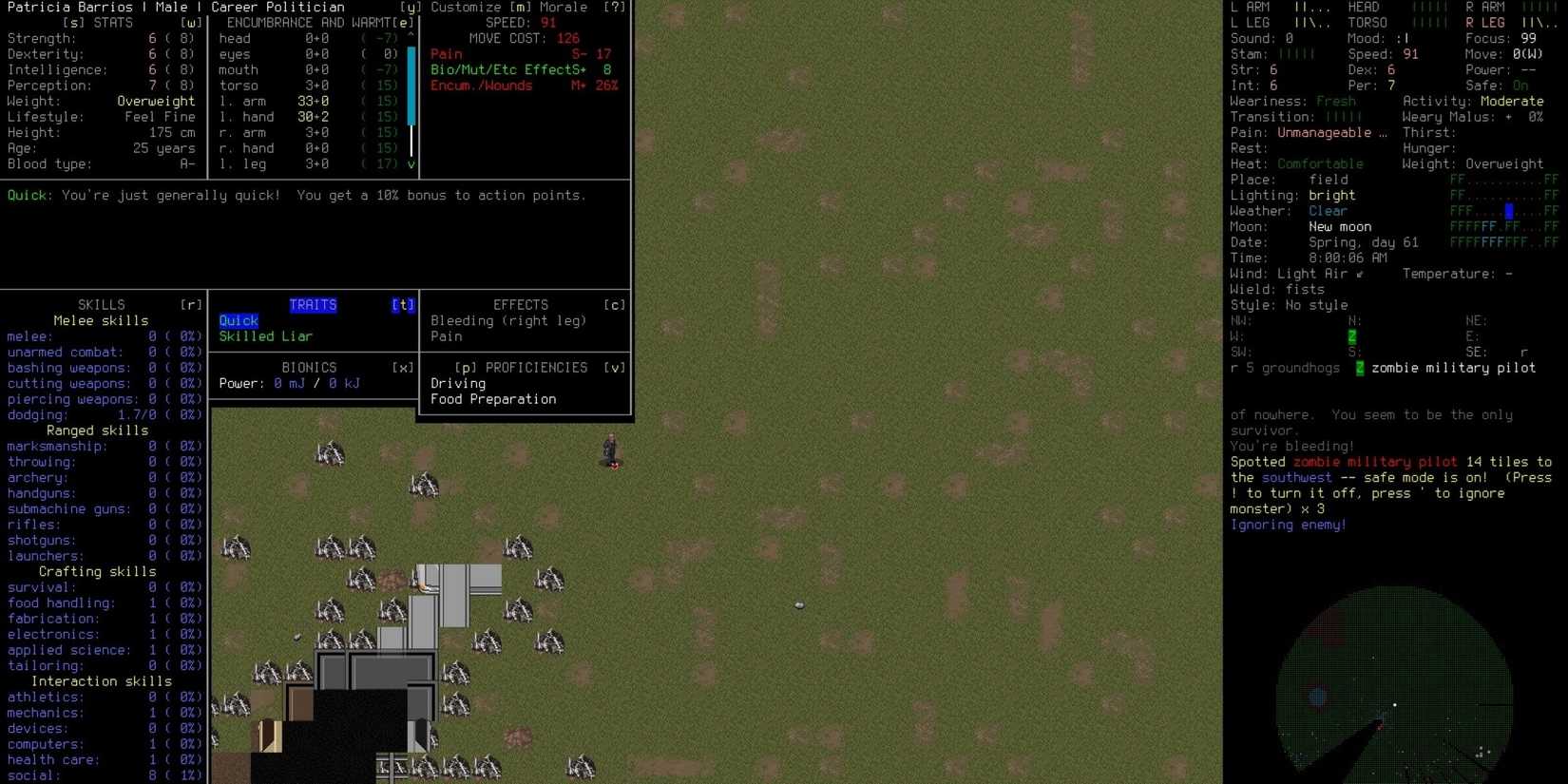 Quick Trait Highlighted In Character Info Menu in Cataclysm: Dark Days Ahead