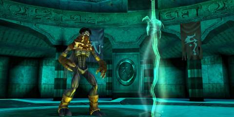Raziel talking to a spirit in Legacy of Kain Soul
