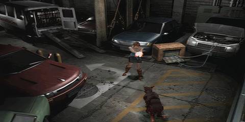 jill shooting a cerberus dog in resident evil 3: nemesis