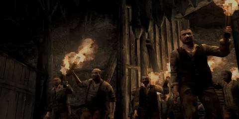 plags infected villagers with torches