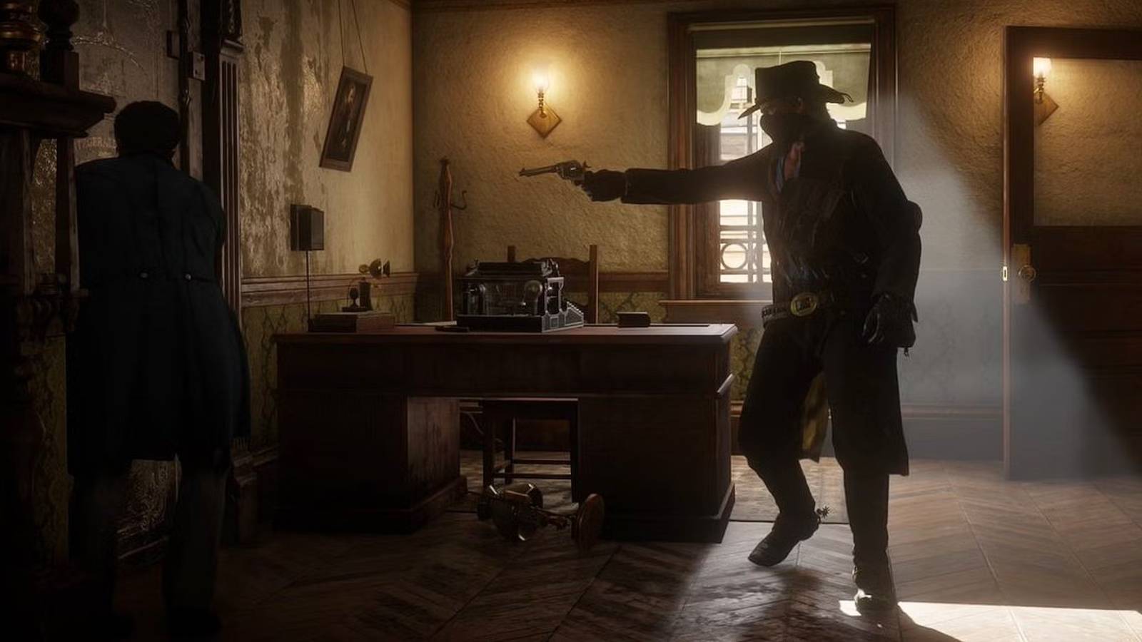 Red Dead Redemption 2 Arthur Morgan Holding a Man Up