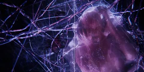 Resident Evil 6 character trapped in cocoon side by side comparison