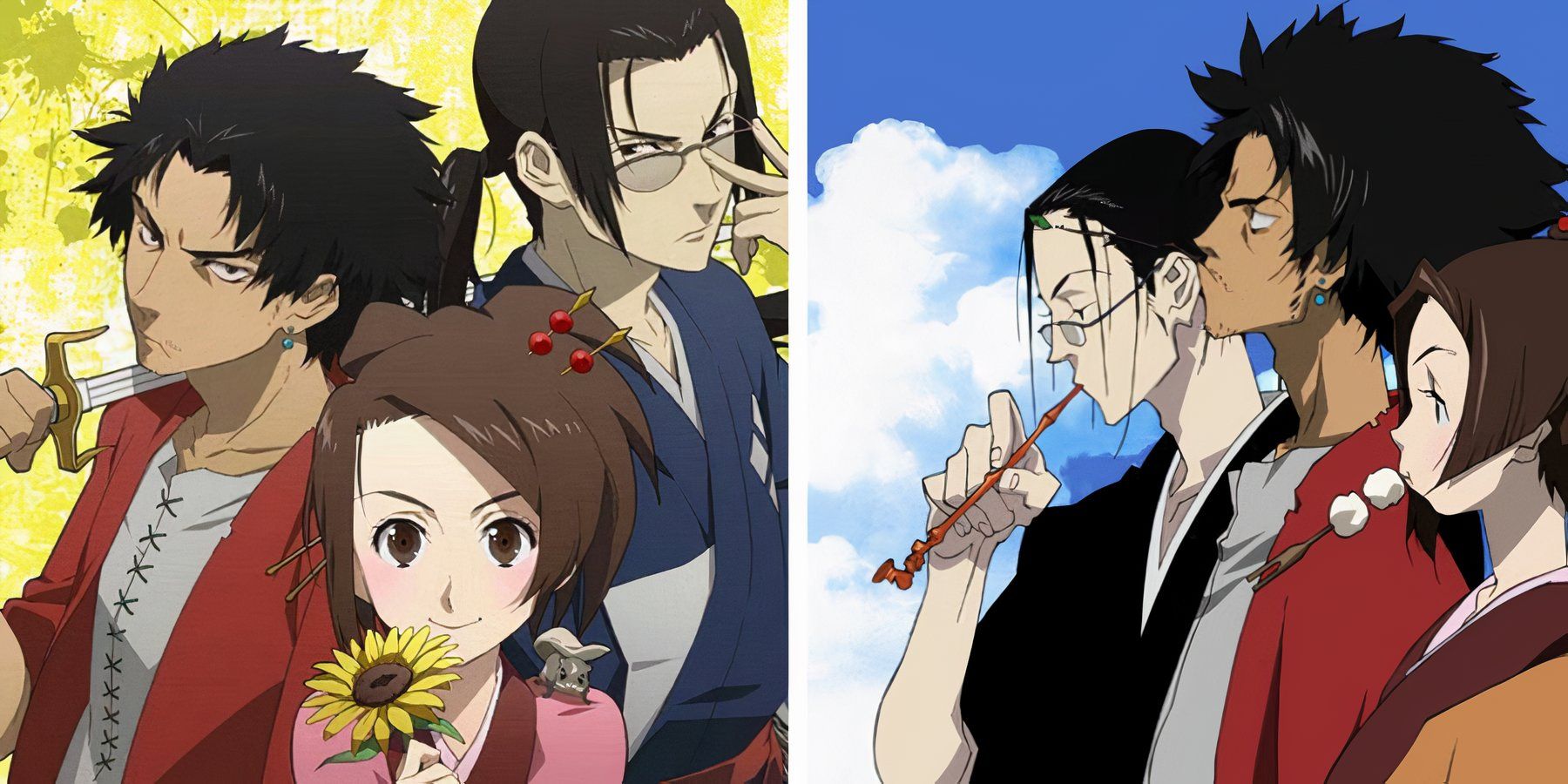 Samurai Champloo main characters Fuu, Mugen and Jin.