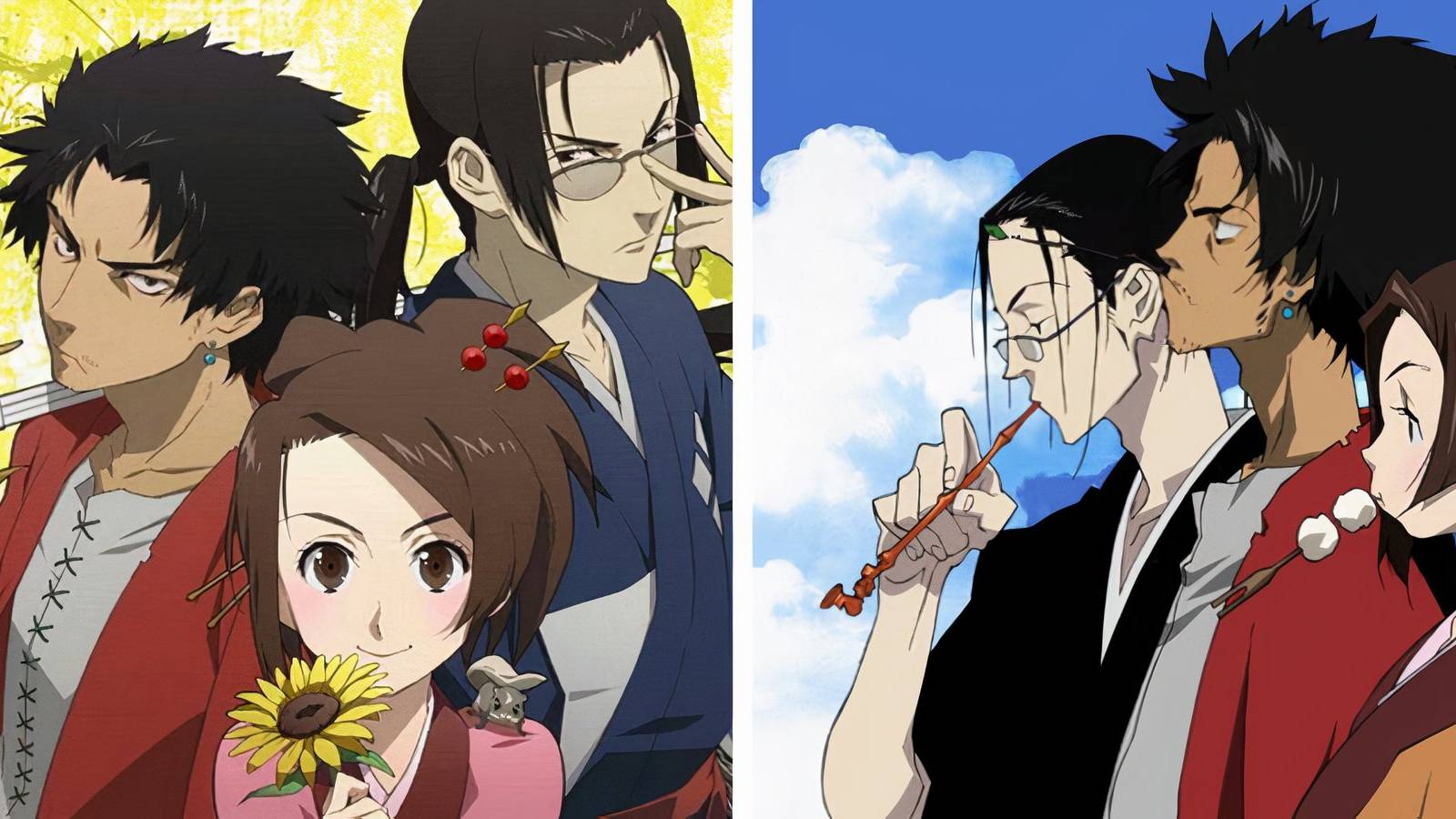 Samurai Champloo main characters Fuu, Mugen and Jin.