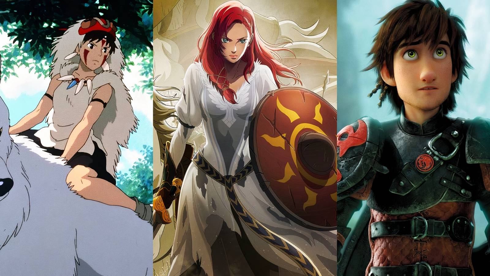 San from Princess Mononoke, Hera from The Lord of the Rings: The War of the Rohirrim, and Hiccup from How to Train Your Dragon