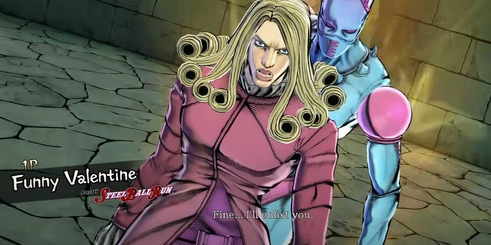 Funny Valentine with his stand behind him 