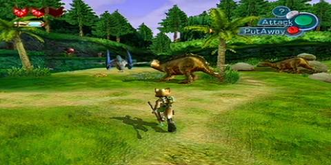 fox exploring dinosaur planet