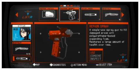 SIGNALIS Item Menu Showing Repair Spray