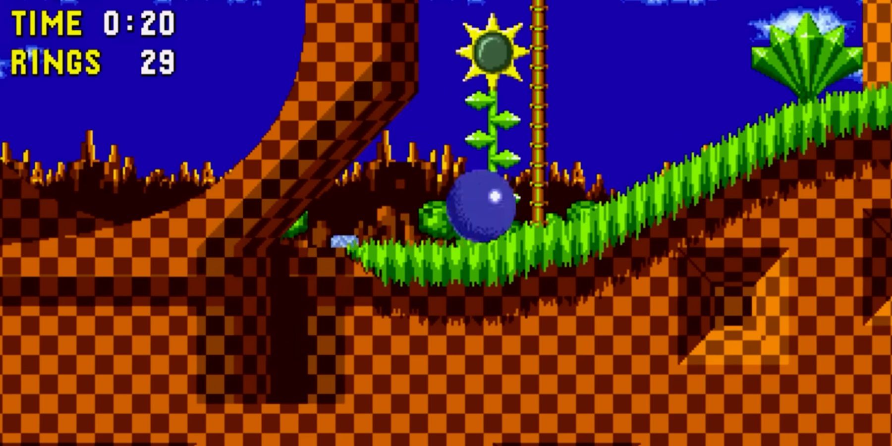 sonic speeding through green hill zone