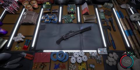 An inventory of different weapons, resources and food items