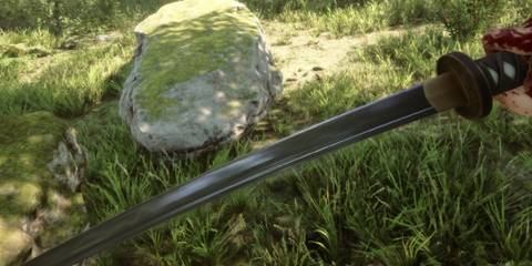 The player holding a Katana