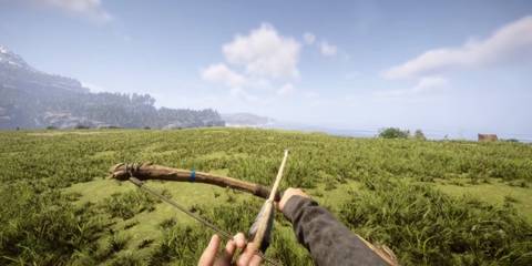 The player holding a Crafted Bow