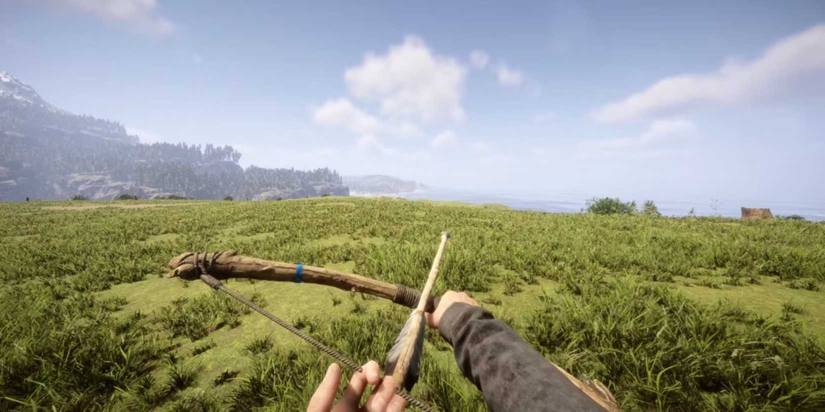The player holding a Crafted Bow
