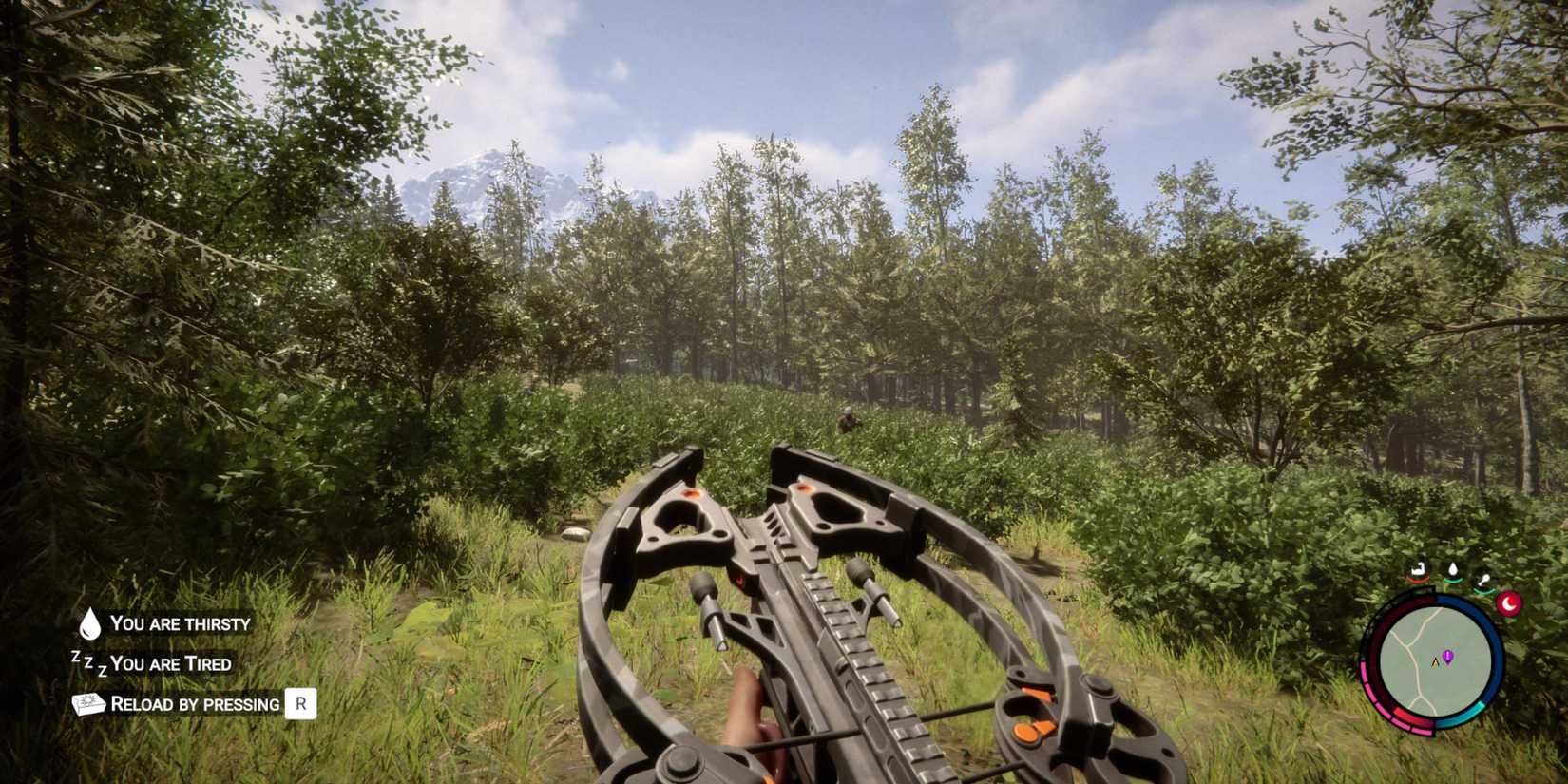 The player holding a crossbow 