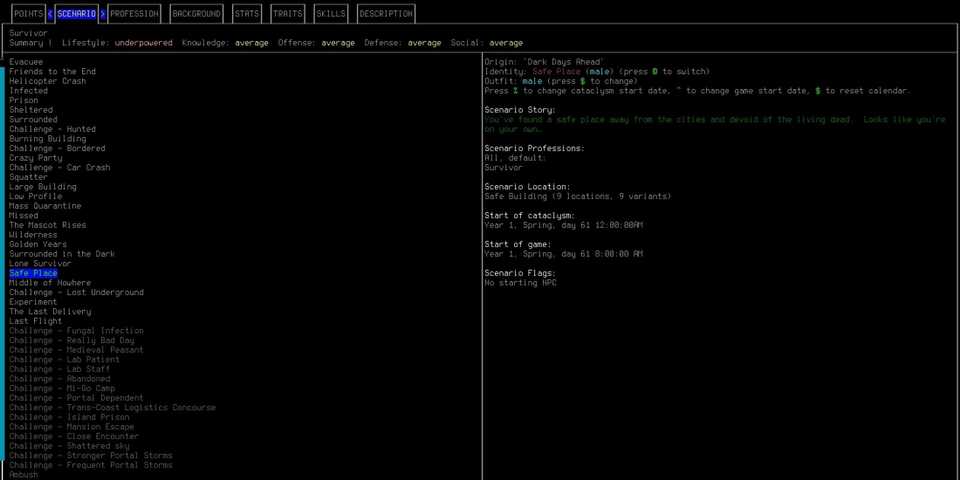Safe Place Starting Scenario In Character Creation